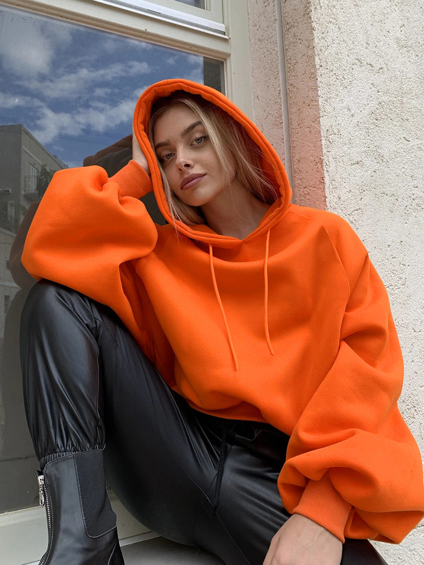 Dame Oversized Hoodie med høj krave og forbindelsessnøring Stilla