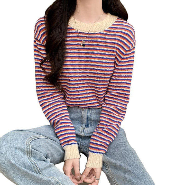 Dame casual stribet sweater med stilfuld ruffle trim Stilla