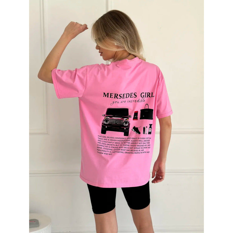 Dame T-Shirt med iøjnefaldende Mercedes-Girls-motiv og inspirerende statementtryk Stilla