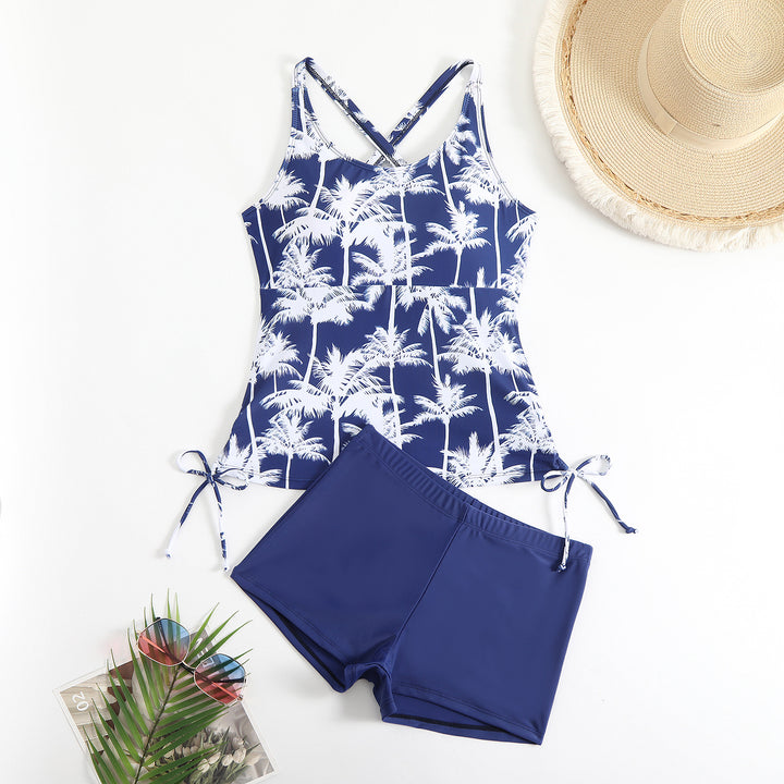 Dame Tankini sæt med blomsterdesign og justerbare stropper Skovae