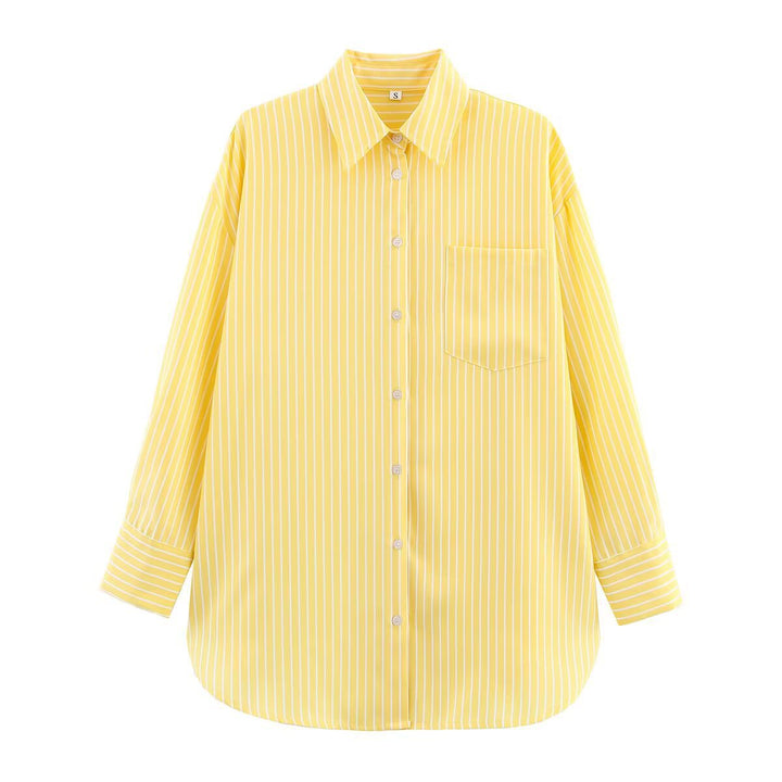 Femme Stribet Relaxed Fit Button-Up Skjorte Stilla