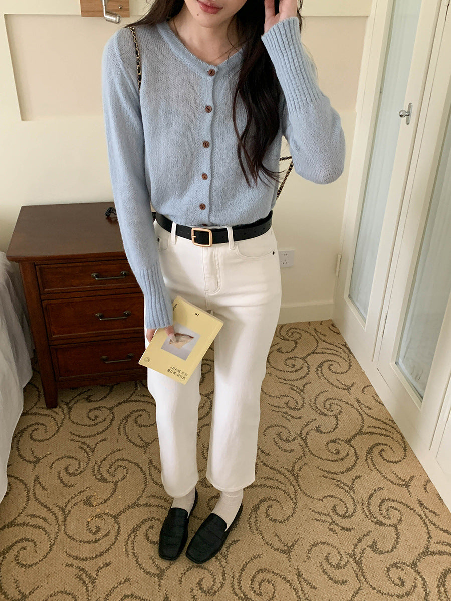 Kvindernes denim midi skirt med høj talje og flared cut Stilla