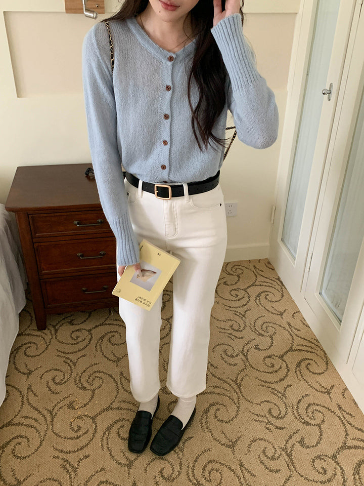 Kvindernes denim midi skirt med høj talje og flared cut Stilla