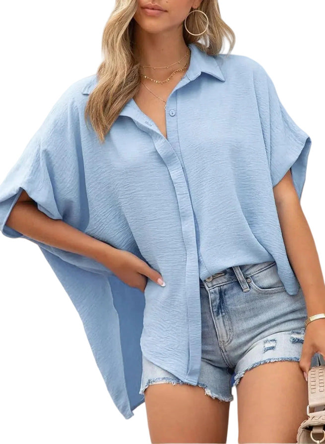 Dame afslappet oversized-bluse lavet af let bomuldsblanding Stilla