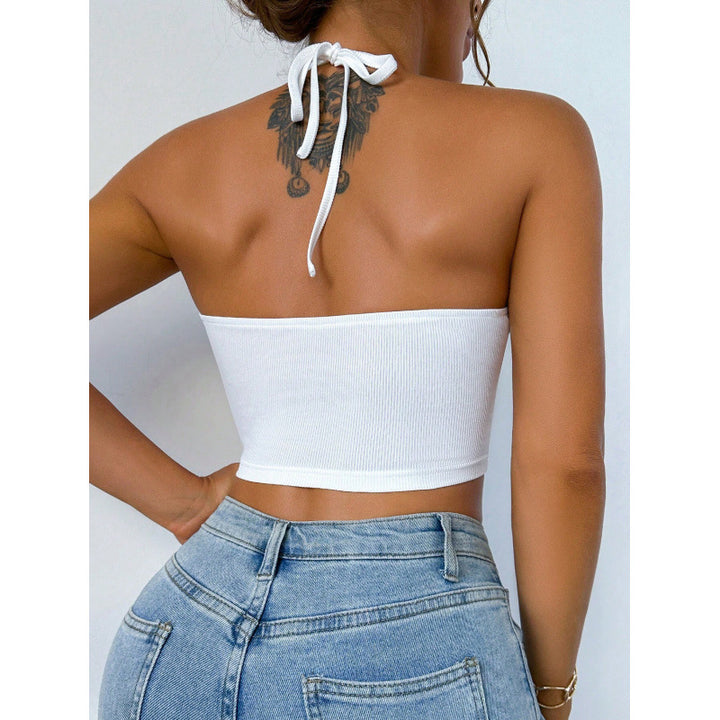 Damen Sportliches Crop-Top mit hochgeschlossenem Design und Schnittdetails Skovae