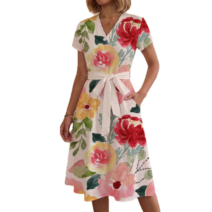 Dame Midi-kjole med blomstret design og behagelig pasform Skovae
