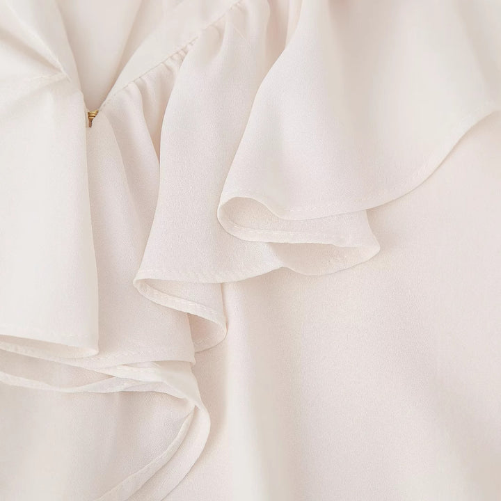 Femme Elegante Rynkning bluse med bindingsdetalje Stilla