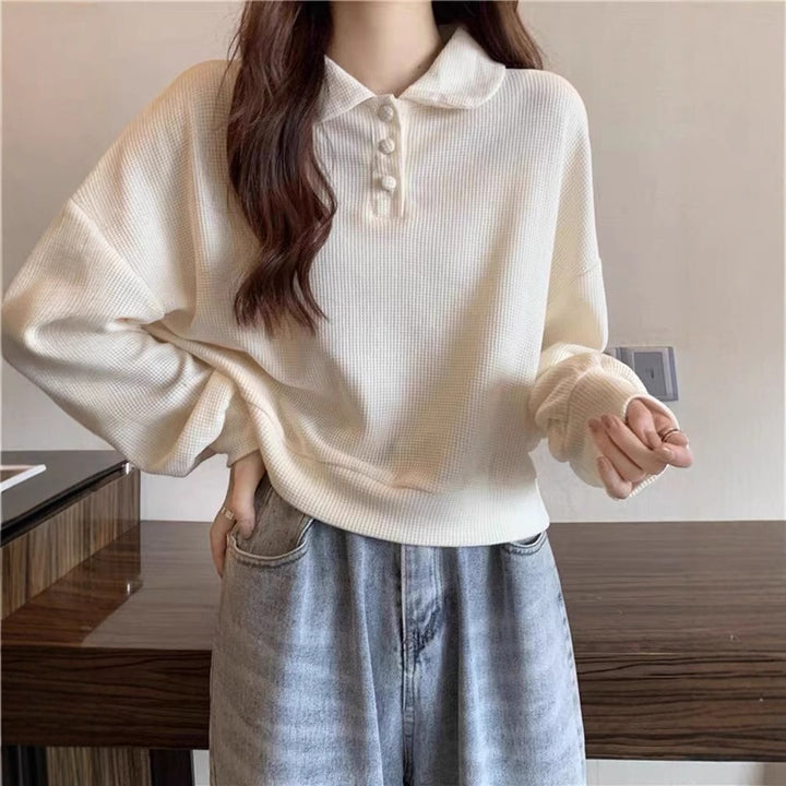 Kvinders afslappede polo shirt sweater med knap detaljer Stilla