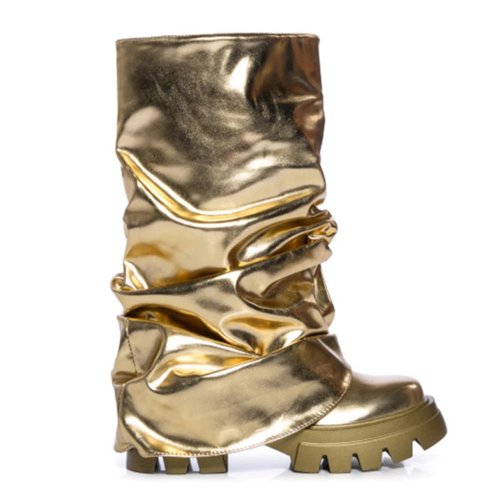 Femme Slouchy Metallic Over-knæ-støvler Stilla