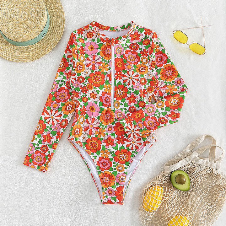 Damer Sporty Langærmet Badedragt med blomsterprint og lynlås Stilla
