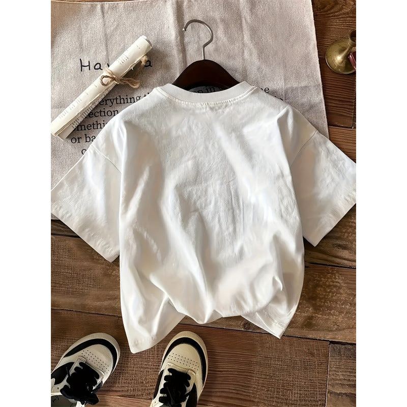 Dame T-shirt med frisk Valencia-appelsinmotiv og blomstertryk Stilla