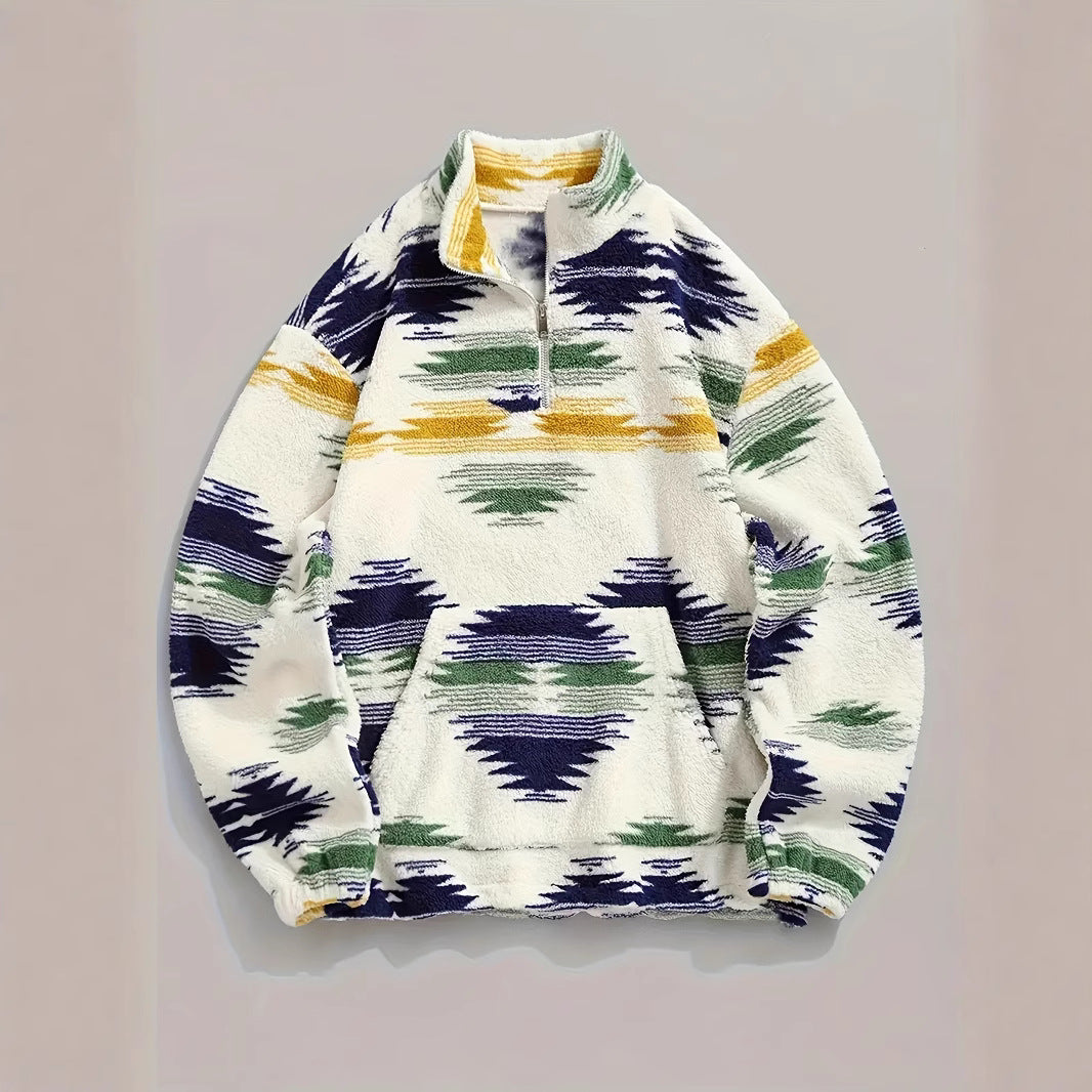 Dame Fleece-trøje med moderne lynlås og farverigt design Stilla