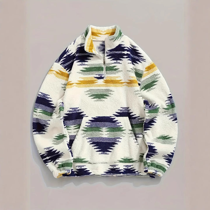 Dame Fleece-trøje med moderne lynlås og farverigt design Stilla