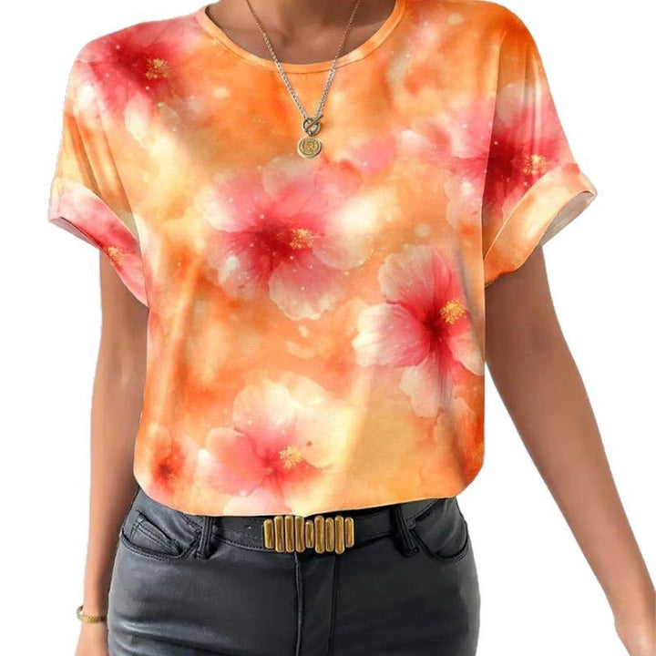 Dame kortærmet t-shirt med blomstret design og komfortabel pasform Stilla