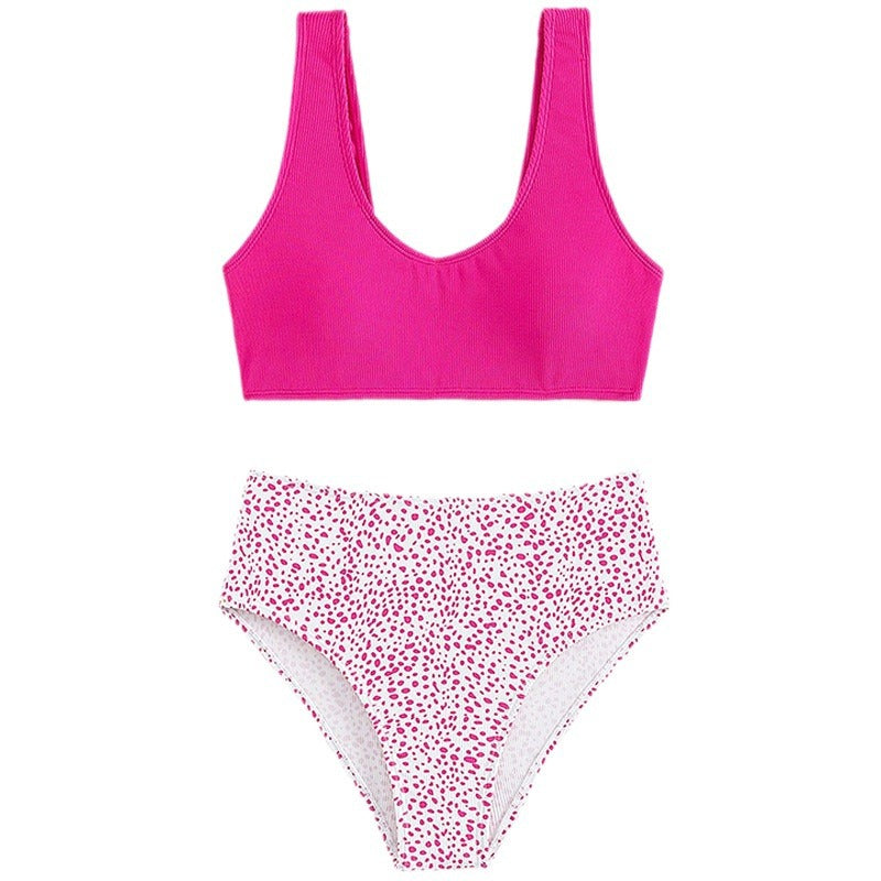 Dame bikini-sæt med højtaljede bukser og sporty top Stilla