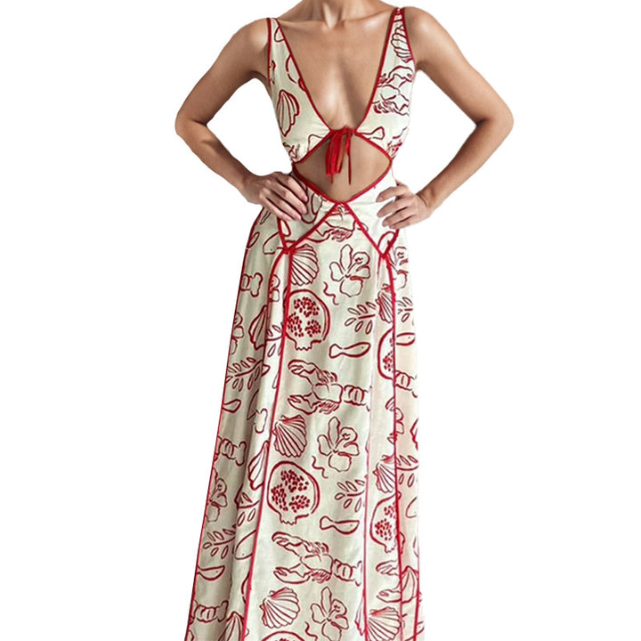 Dame Halterneck Floral Maxi Kjole med Udsnit Detalje Stilla