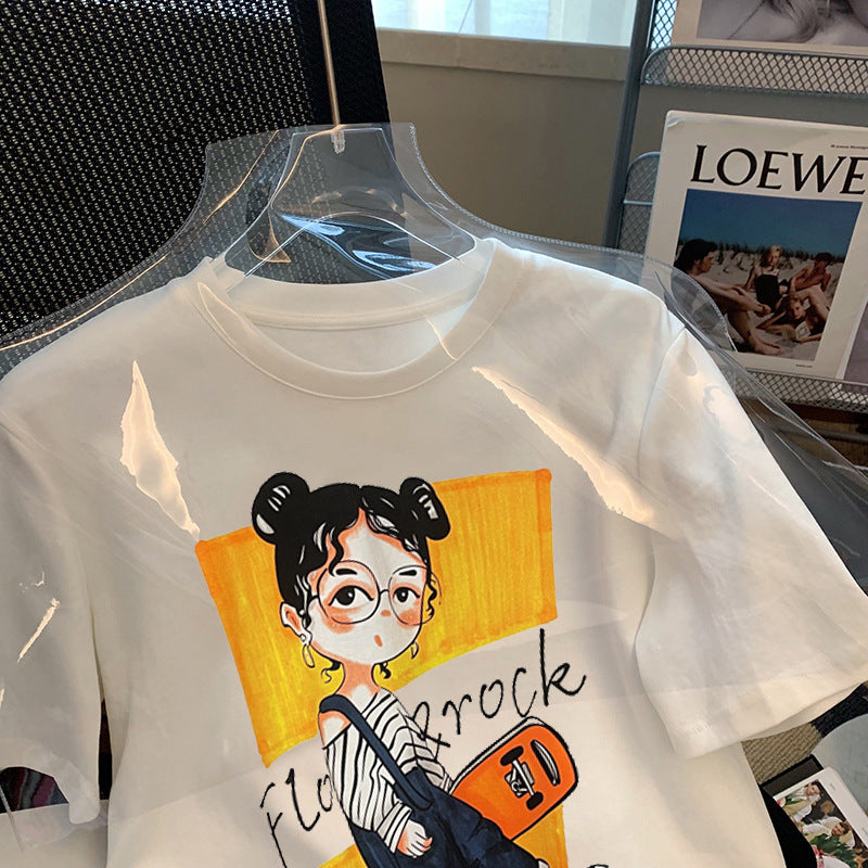 Dame T-Shirt med kreativt comic-design og afslappet pasform Stilla