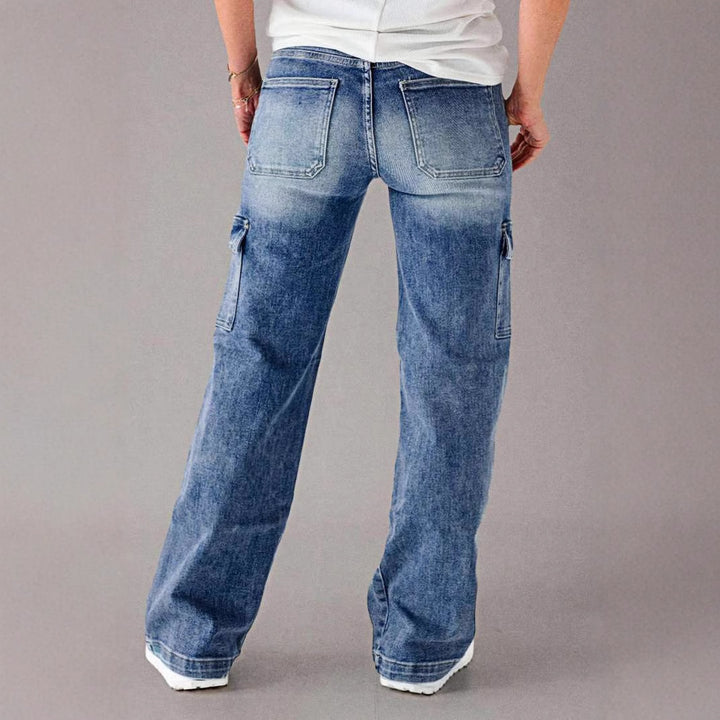 Dame Cargo Jeans med bredt ben og praktiske lommer Stilla