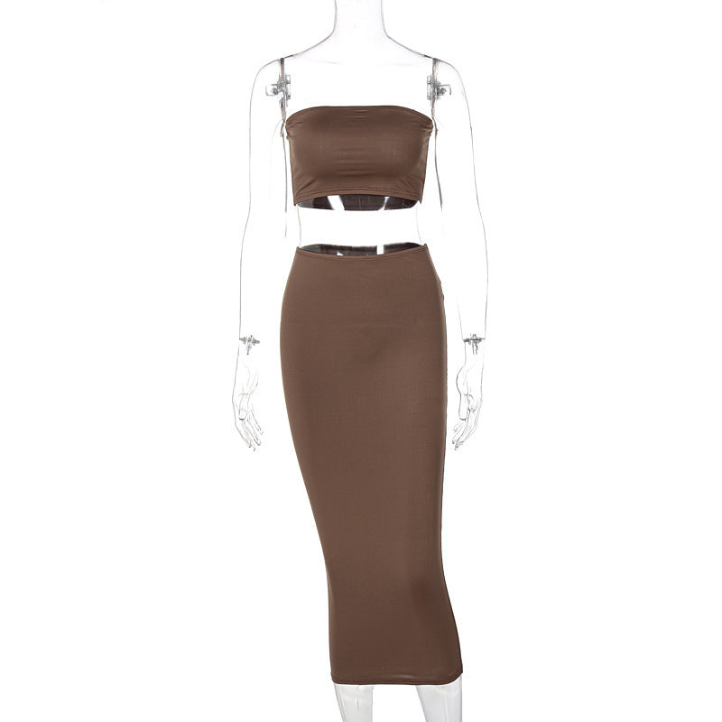 Dame Crop-Top og Midi-Nederdel Sæt med figursyet Design Stilla