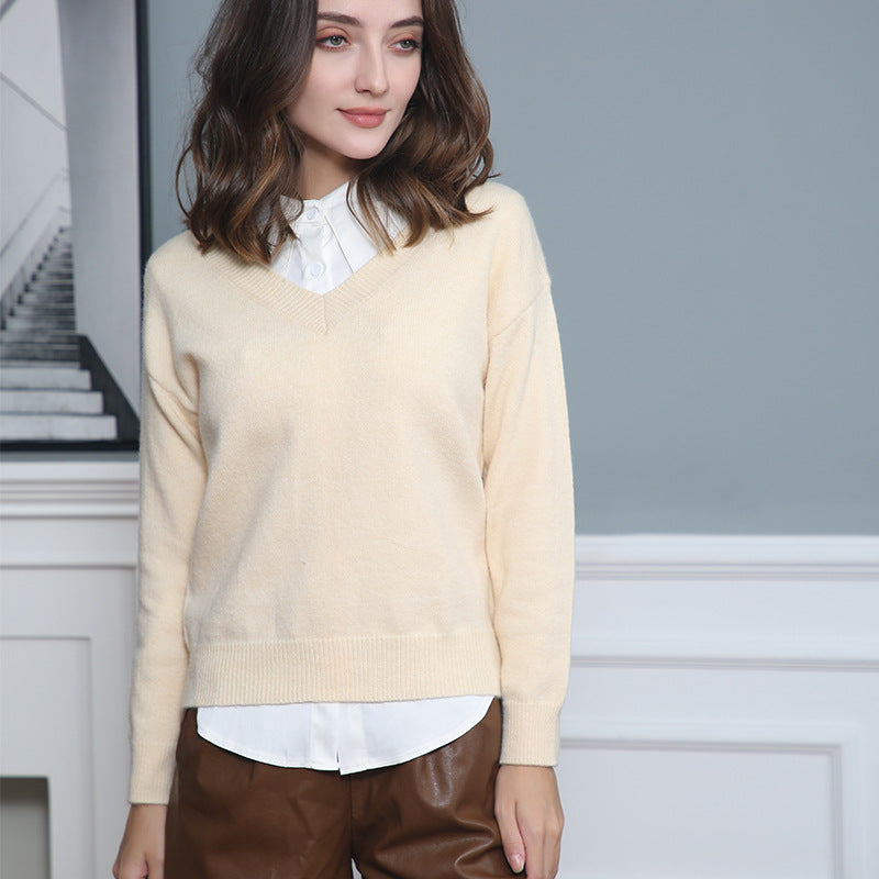Dame elegant V-hals pullover Stilla
