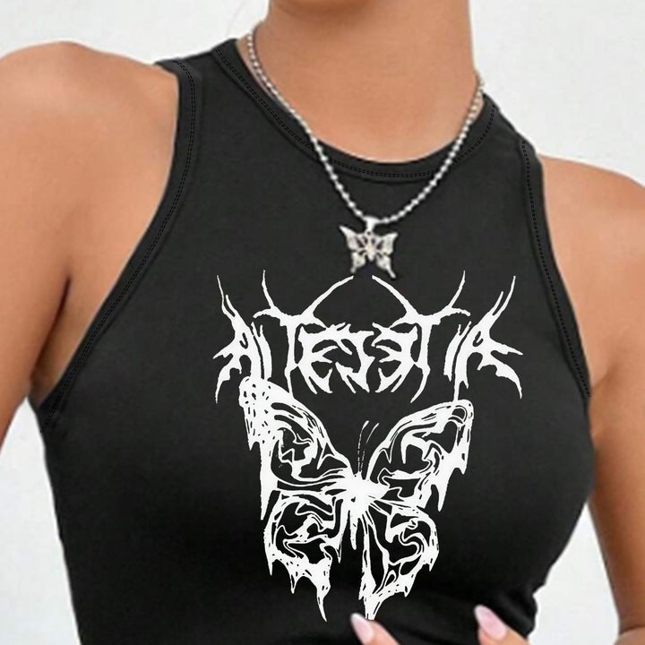 Dame Crop-top med unikt design og moderigtig skrifttype Skovae