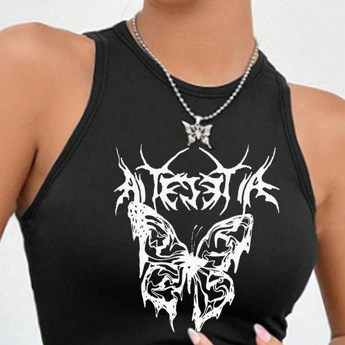 Dame Crop-top med unikt design og moderigtig skrifttype Skovae