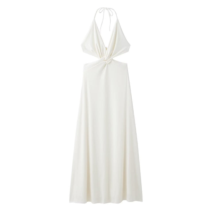 Dame Halterneck Maxi Kjole med Twist-Detail Stilla