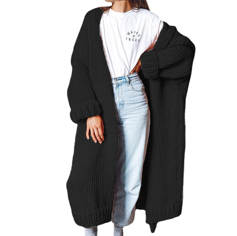 Kvinders chunky strik cardigan med behagelig oversized pasform og dybe lommer Stilla