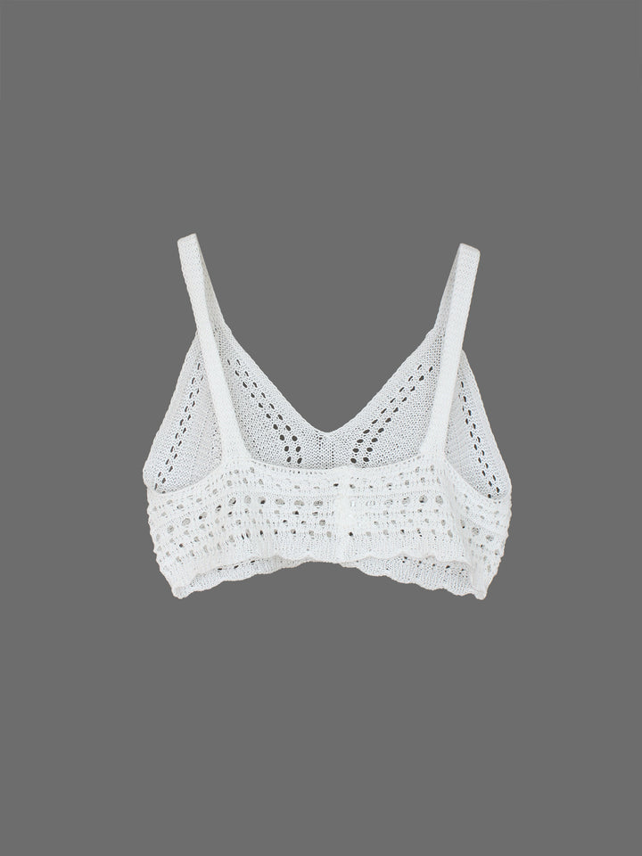 Dame Hækle-Crop-Top med V-udskæring og fine detaljer Stilla