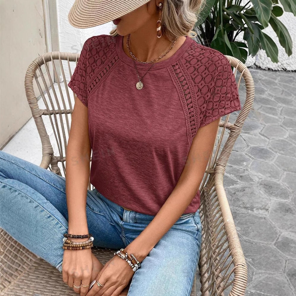 Dame moderne T-shirt med spidsbesætning Stilla