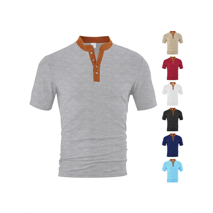 Herrer poloshirt med elegant Henley-udskæring og struktureret design Stilla