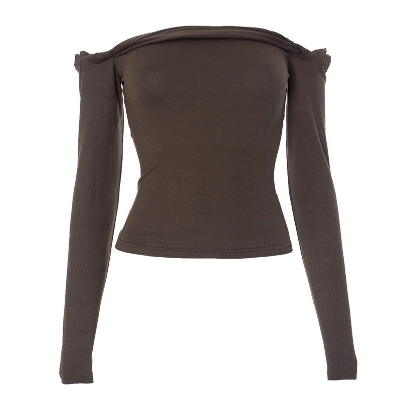Dame Offshoulder Langærmet skjorte med elegante draperinger Skovae