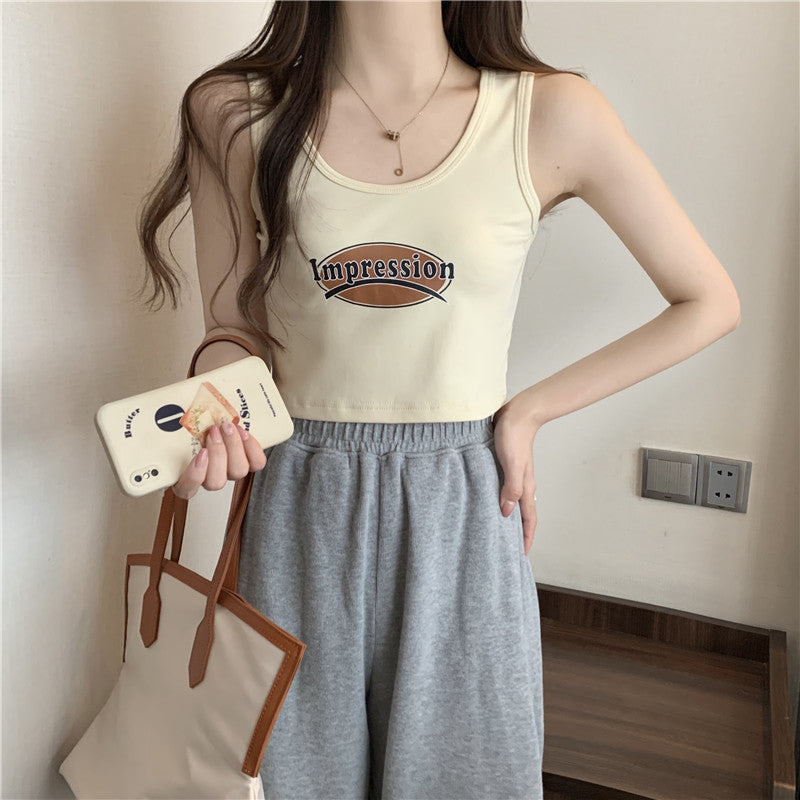 Dame Casual Cropped Graphic Tank Top Stilla