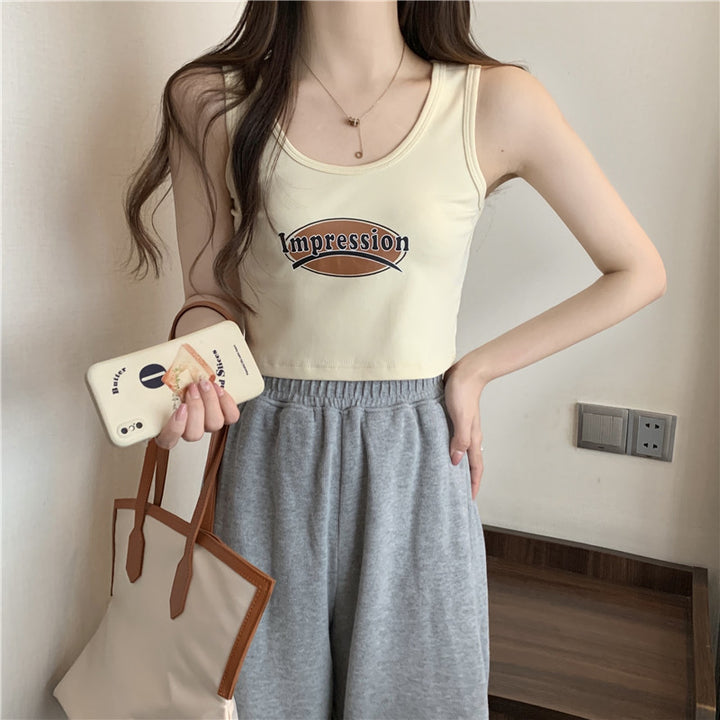 Dame Casual Cropped Graphic Tank Top Stilla