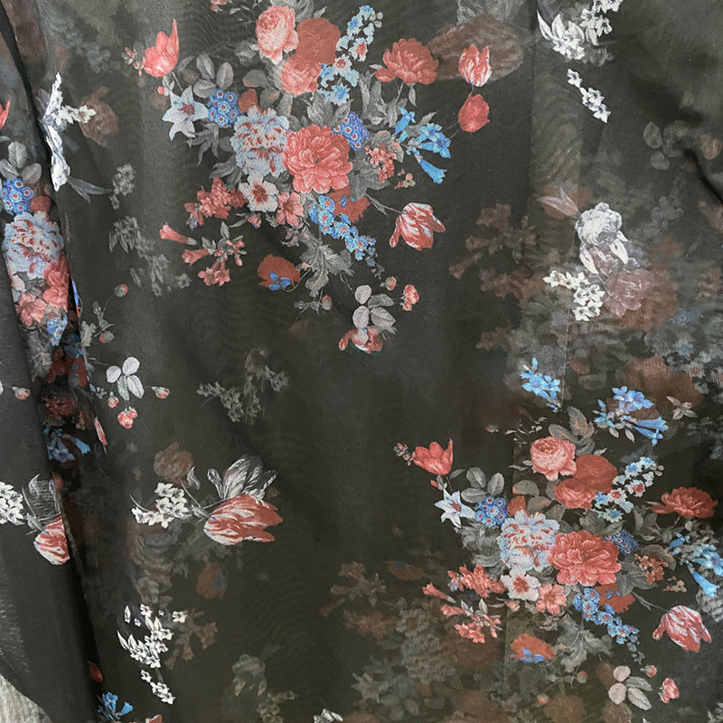 Herrer transparent langtærmet skjorte med blomstermønster Stilla