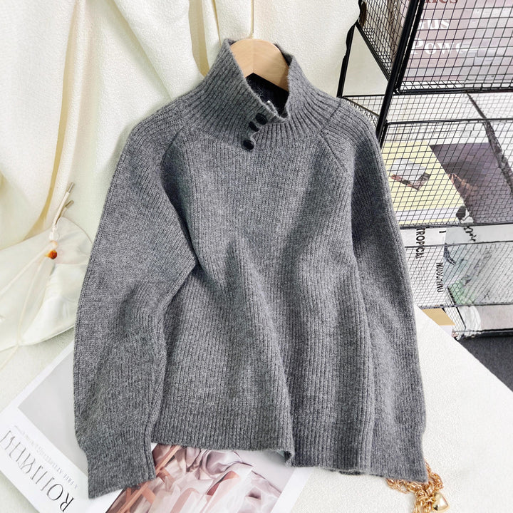 Kvinders varme højhalset sweater lavet af blødt strikket stof Stilla
