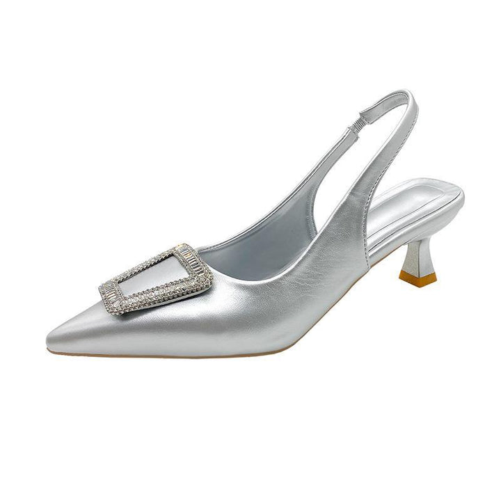Dame Slingback-pumps med spidse tå og dekorativ strassspænde Stilla