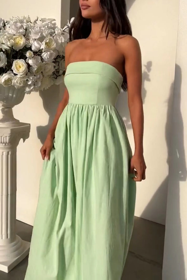 Kvinders elegante bustier maxikjole med flammende skørt