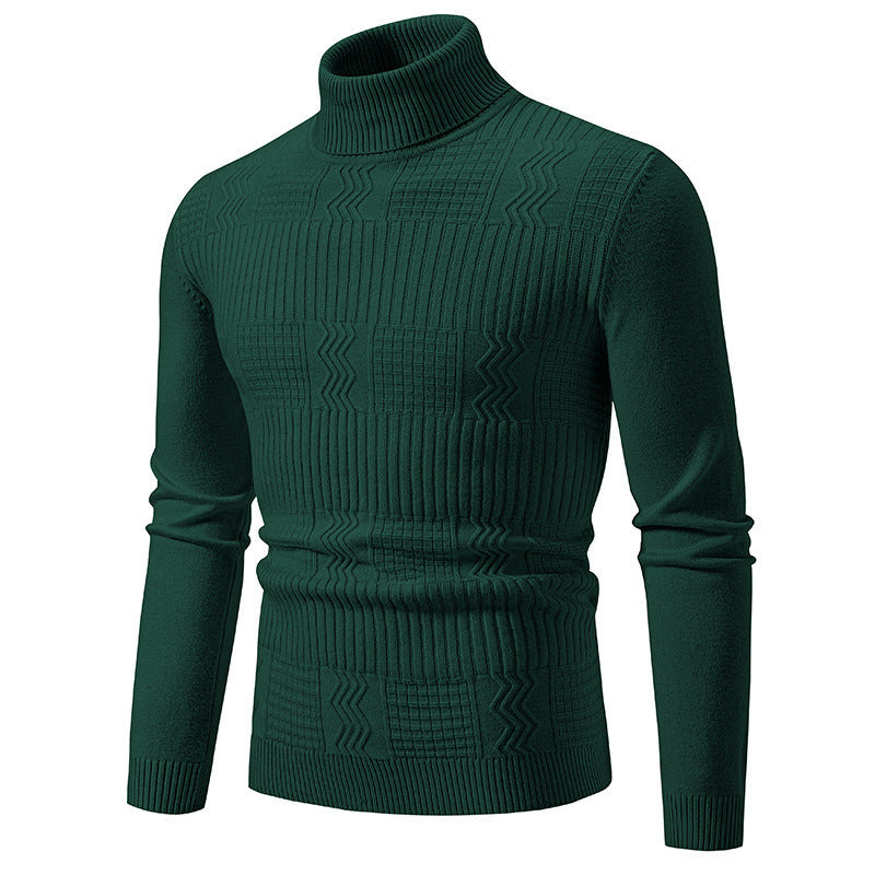 Herren moderigtig turtleneck sweater med struktureret mønster Stilla