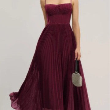 Kvinders Plisseret Maxi Kjole med Bustier Top og Uformet Nederdel Skovae