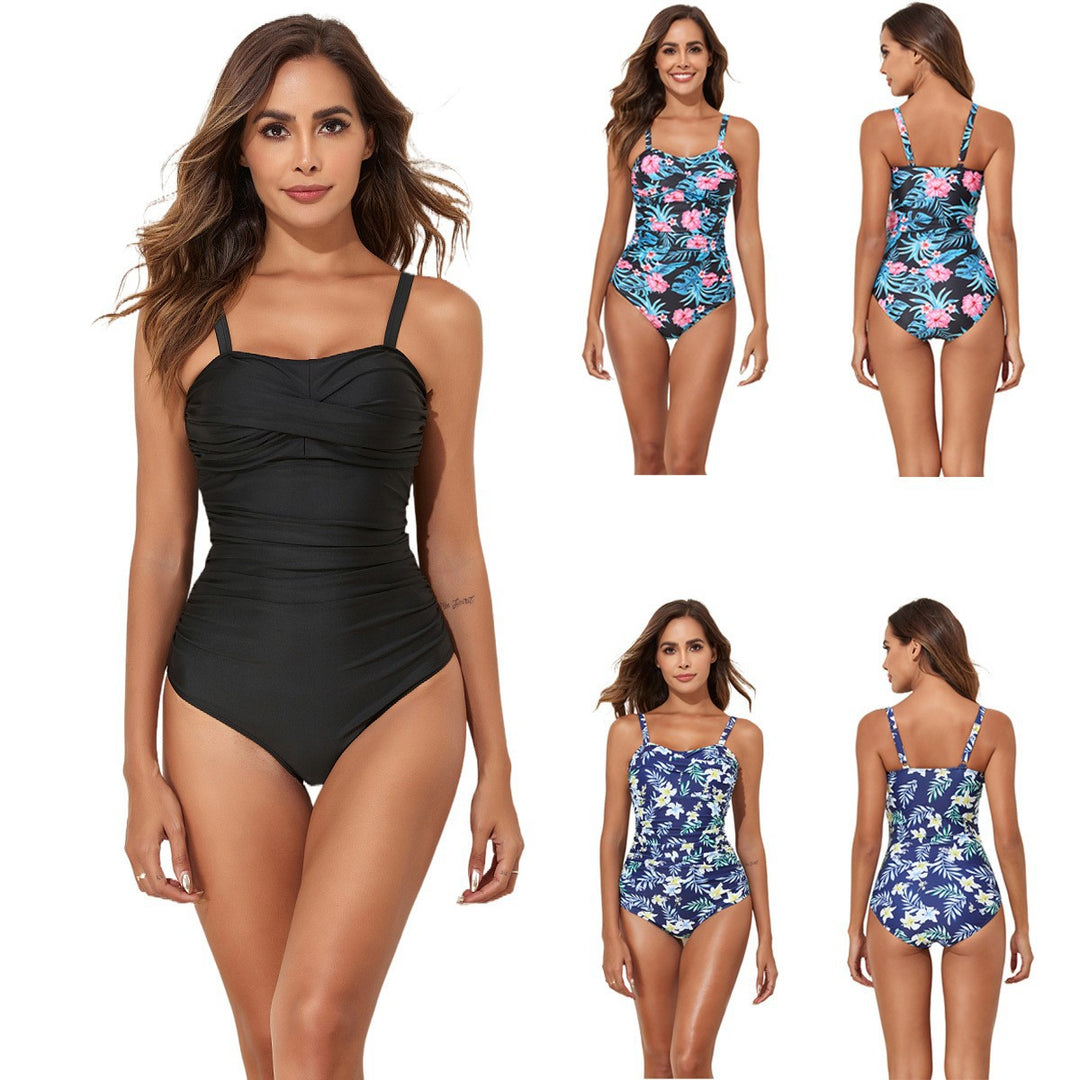 Dame Elegant One-Piece with Ruching and Floral Design Skovae