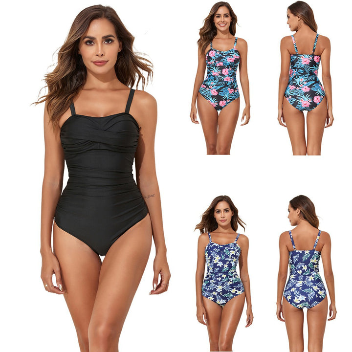 Dame Elegant One-Piece with Ruching and Floral Design Skovae