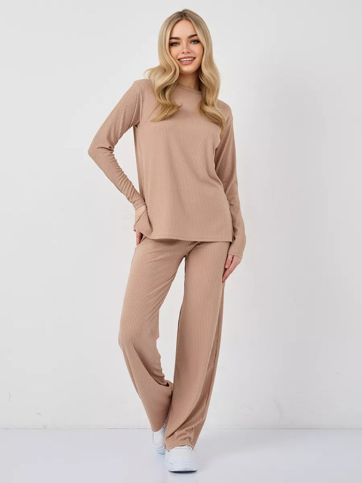 Dame cropped Langærmet skjorte med moderne knude design og fin rib struktur Stilla