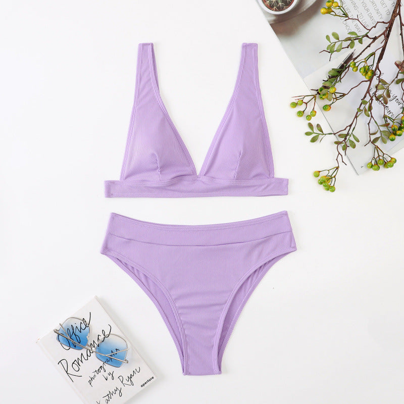Damer Højt skåret bikini med åndbart top og elastisk bånd Skovae