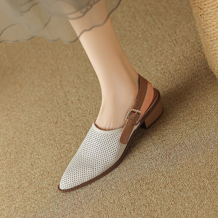 Dame Perforeret Slip-On Slingback Hæle med Blokhæle Stilla