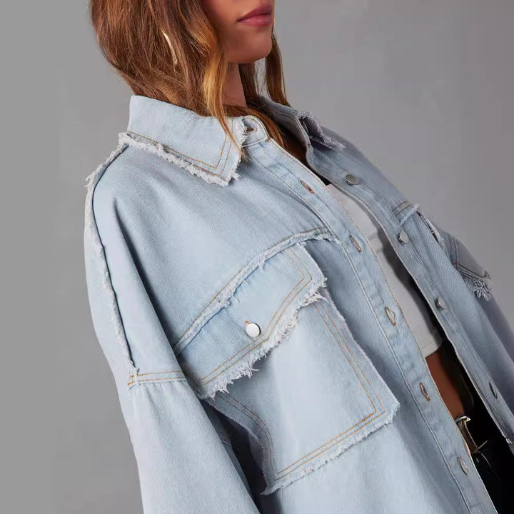 Femme Distressed Oversized Denim Jakke Stilla