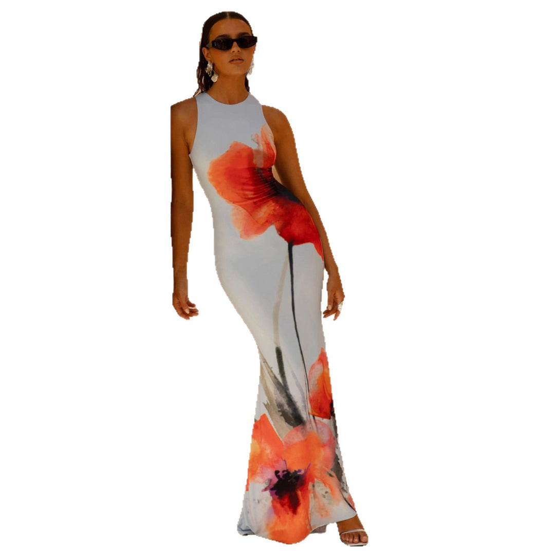Damer Elegant Maxi Kjole med Blomsterprint og Figurformet Snit Stilla