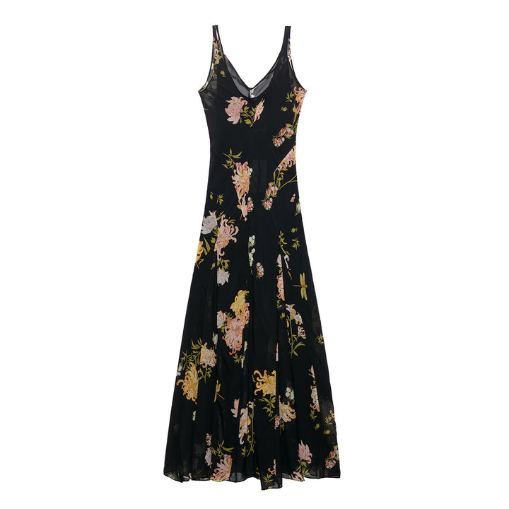 Femme Floral Maxi Kjole med elegant A-linje Silhuet Stilla