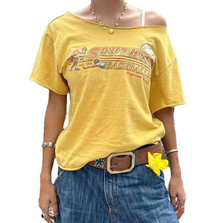 Dame Oversized T-shirt i vintage-stil med kvalitetstryk Stilla