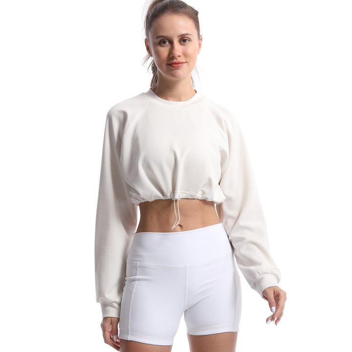 Dame sportslig crop-pullover med justerbar søm og lange ærmer Stilla